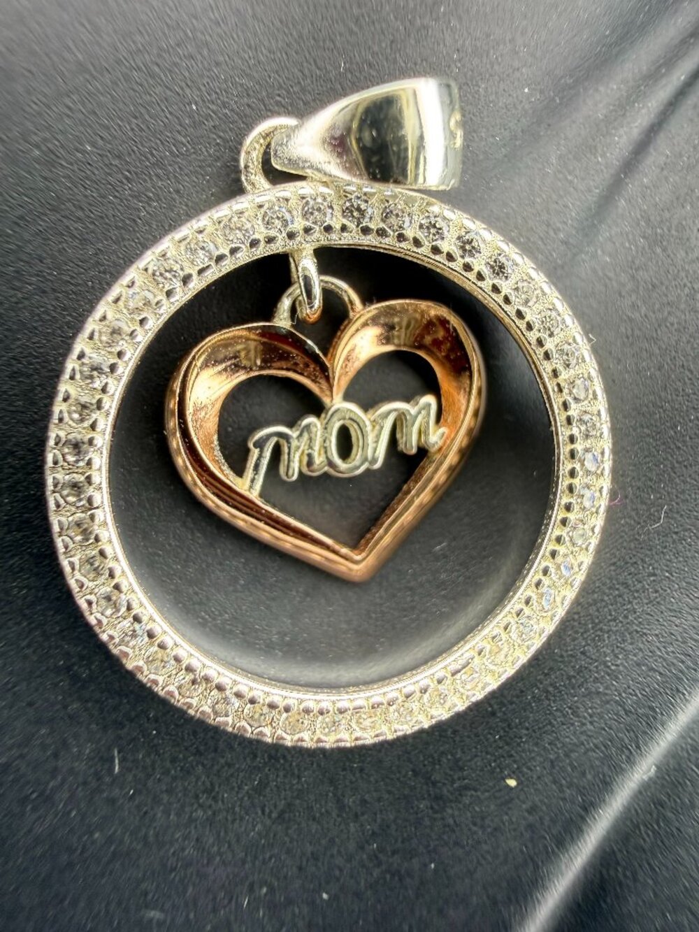 Sterling Silver MOM Floating Heart Charm